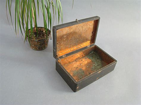 small vintage wooden box with metal lining|Vintage Small Wood Box .